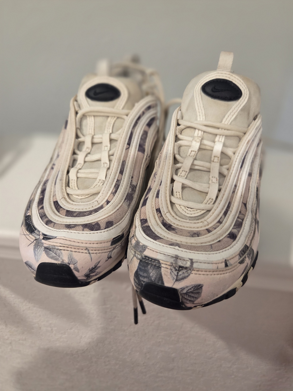 Nike Kids' Air Max 97 Floral Print Sneakers in Cream/Pink